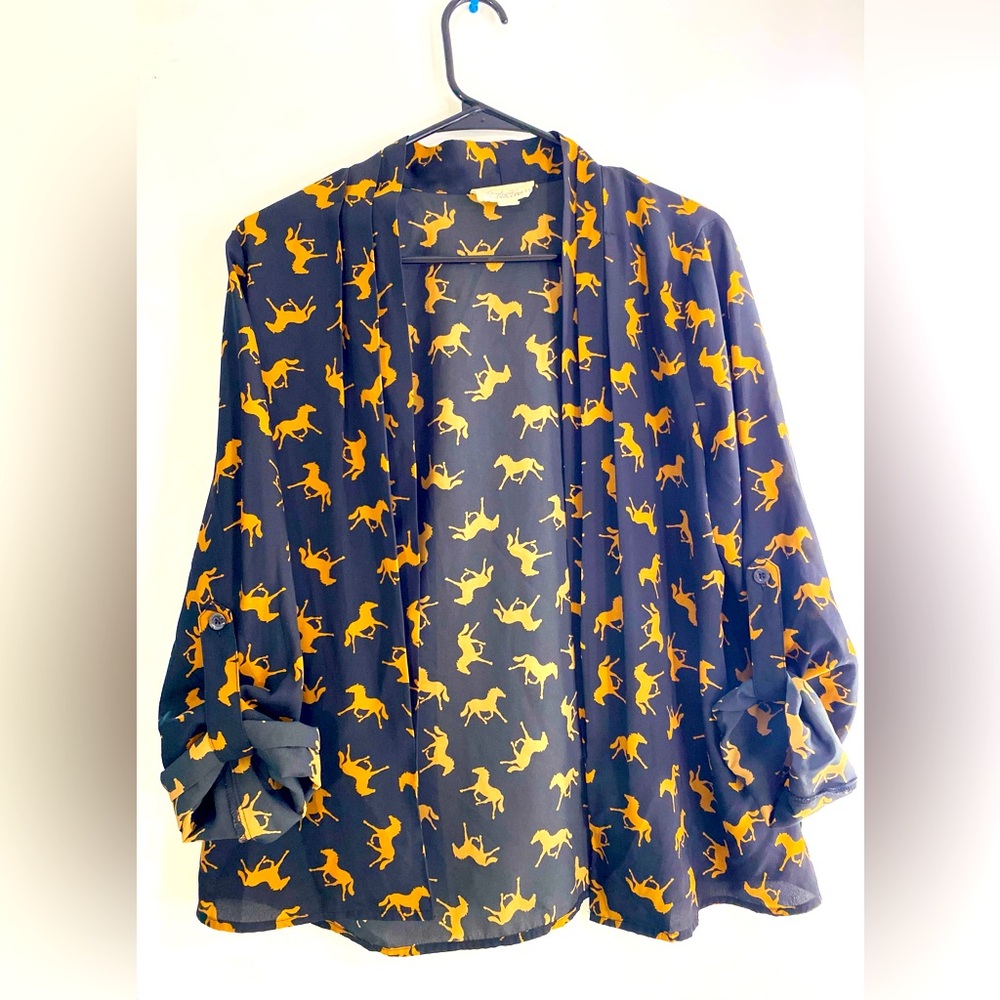 Boutique Forever 21 Black Top with Gold Horse Imprint